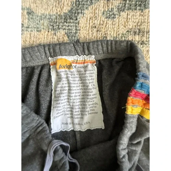 Aviator Nation 5 Stripe Sweatpants in Heather Grey Size XL Excellent Condition - Picture 4 of 4